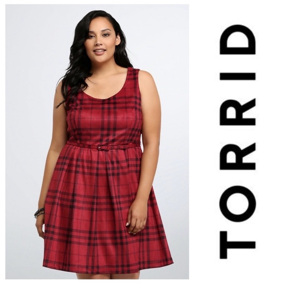 Torrid size 16 Red plaid dress - Picture 1 of 4